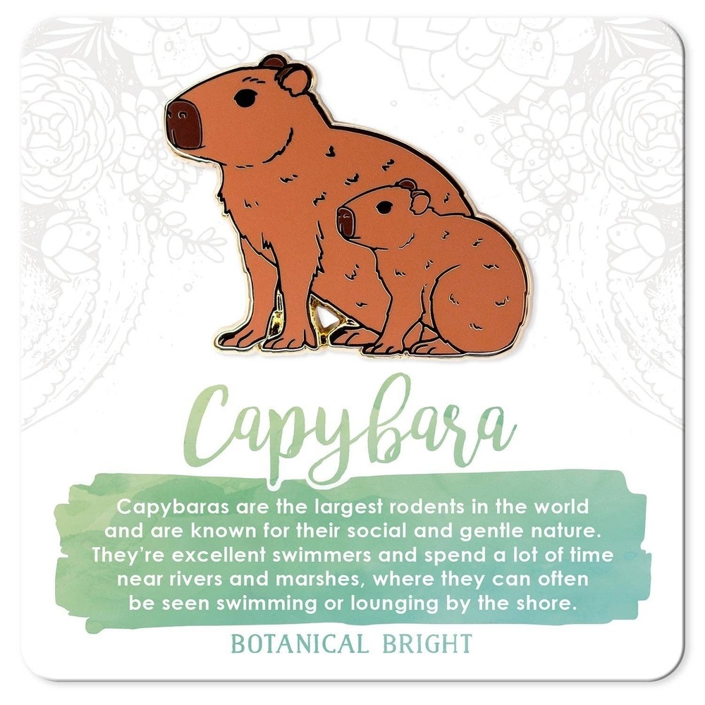 Capybara Enamel Pin - Gold Plated Nature Jewelry - Wildlife & Animal Brooch‎